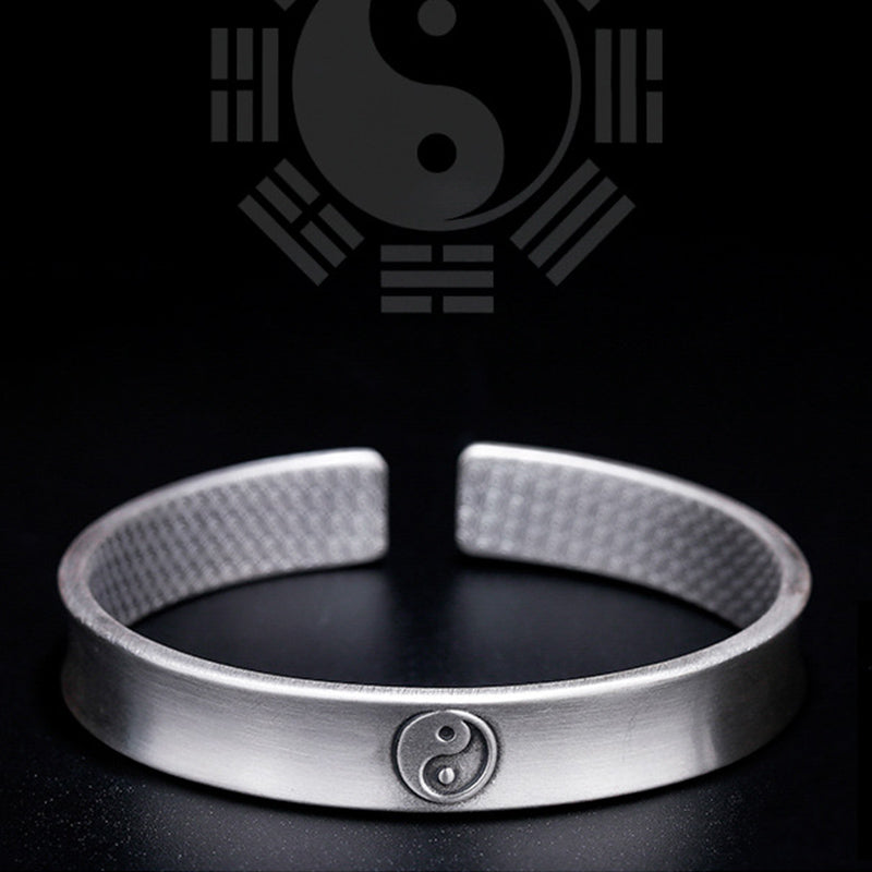 Braccialetto Buddha Stones 999 Sterling Silver Yin Yang Auspicious Clouds Balance Harmony