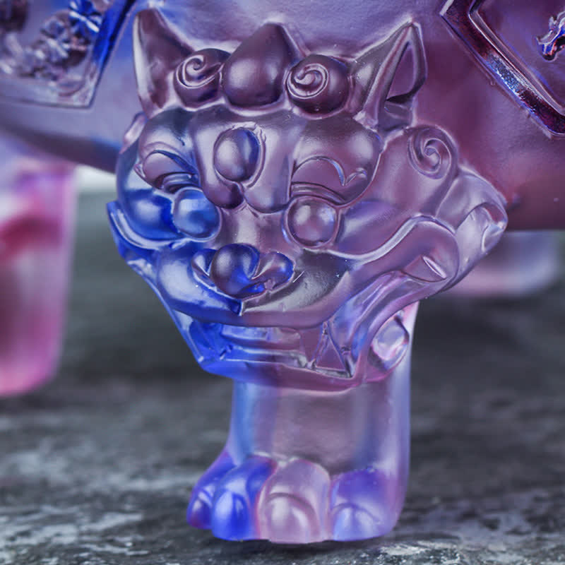 Buddha Stones Feng Shui Drago di buon auspicio Cristallo Liuli fatto a mano Pezzo d'arte girevole Fortuna Decorazione per ufficio in casa - image 4