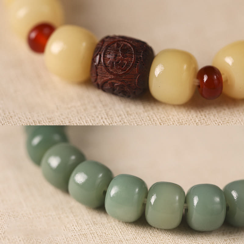 Braccialetto di perline di carattere Fu Buddha Stones, semi di Bodhi, nuvola di buon auspicio, pace