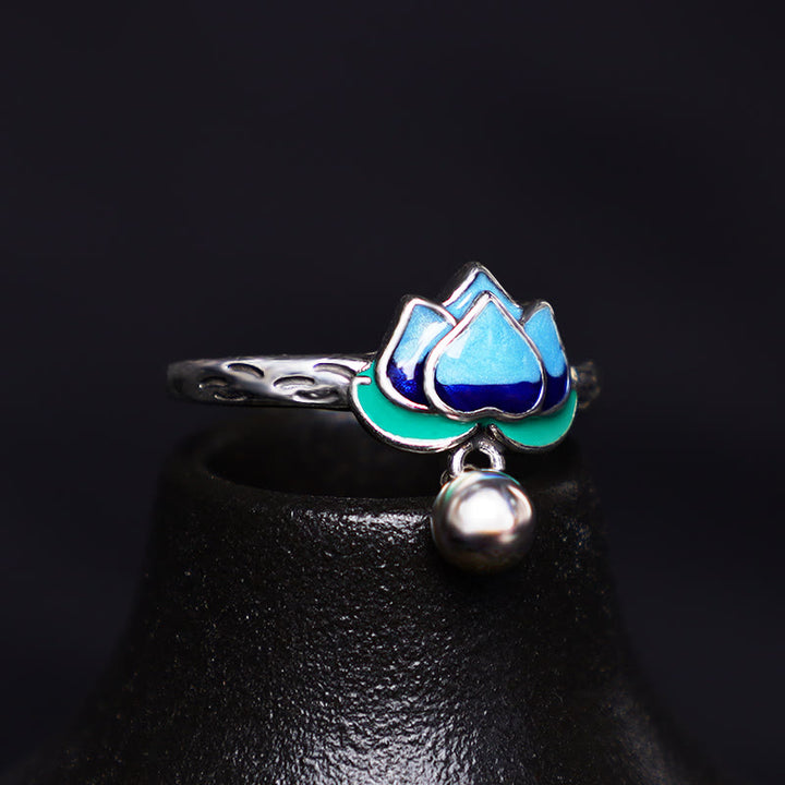 Anello dell'illuminazione con motivo a fiore di loto Buddha Stones