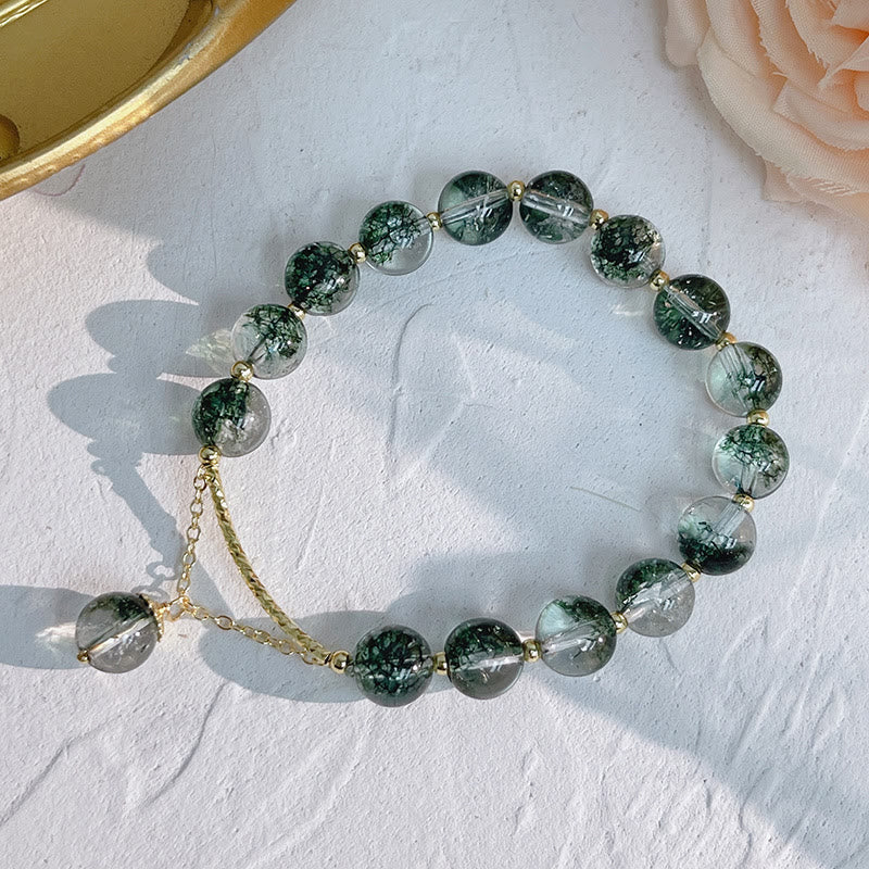 Braccialetto con ciondolo Buddha Stones Green Phantom Crystal Confidence