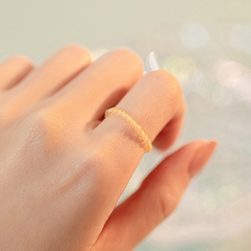 Anello Buddha Stones Natural Citrine Happiness Prosperity
