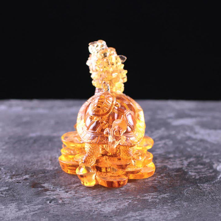 Buddha Stones Feng Shui Drago Tartaruga Monete Fatto a Mano Cristallo Liuli Fortuna Pezzo d'Arte Decorazione per Casa Ufficio