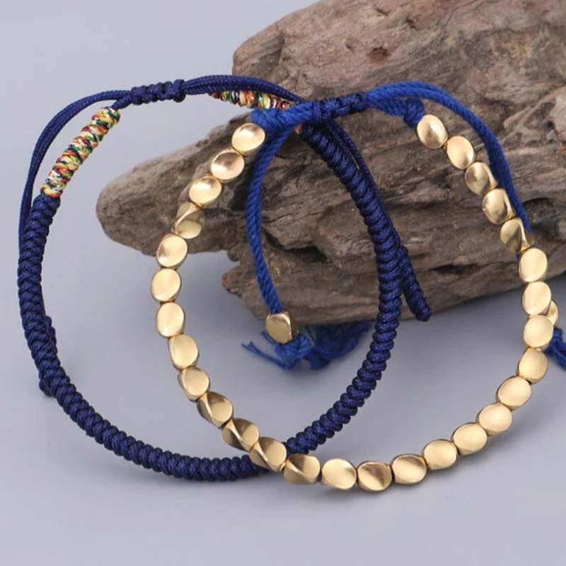 Buddha Stones 3 pezzi perline di rame tibetano guarigione protezione braccialetto fortuna set