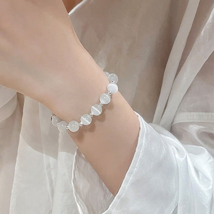 Braccialetto di supporto PiXiu in quarzo fragola con pietra lunare naturale occhio di gatto Buddha Stones