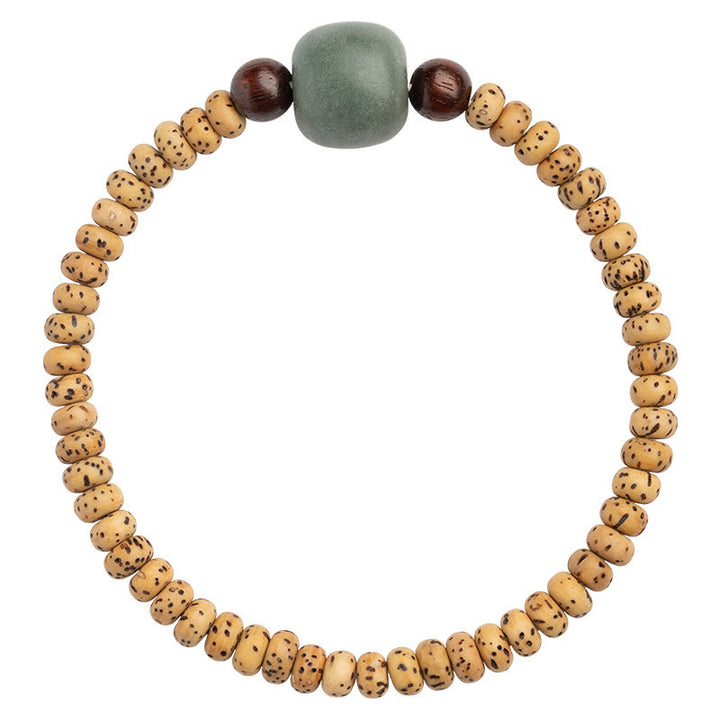 Braccialetto della saggezza Buddha Stones Bodhi Seed con piccola foglia di sandalo rosso