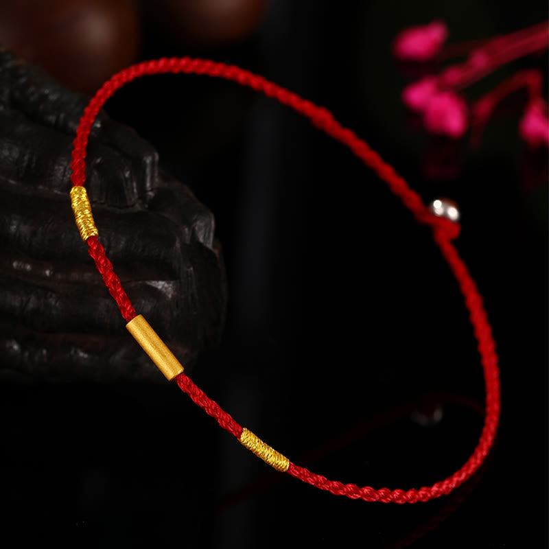 Braccialetto di protezione intrecciato a quattro fili con Buddha Stones in oro 999 con nodi dei desideri, fatto a mano