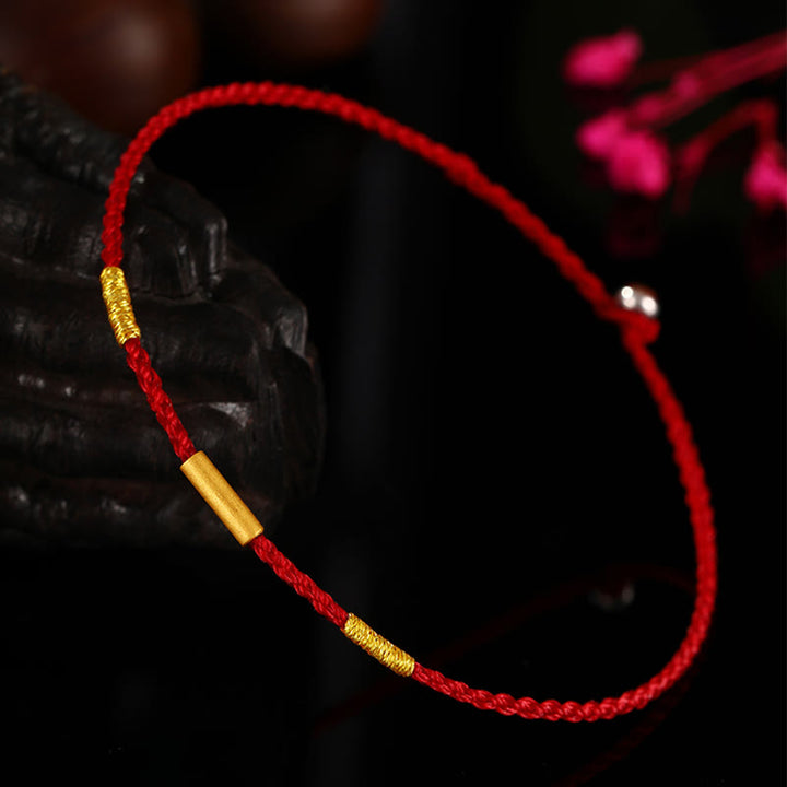 Braccialetto di protezione intrecciato a quattro fili con Buddha Stones in oro 999 con nodi dei desideri, fatto a mano