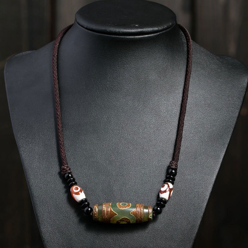 Buddha Stones Collana di perline tibetane Dzi a nove occhi con cordino protettivo - image 6