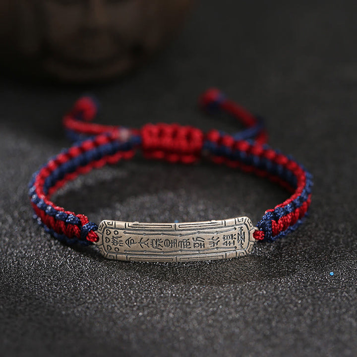 Braccialetto di protezione con amuleto della pace in argento sterling 925 Buddha Stones