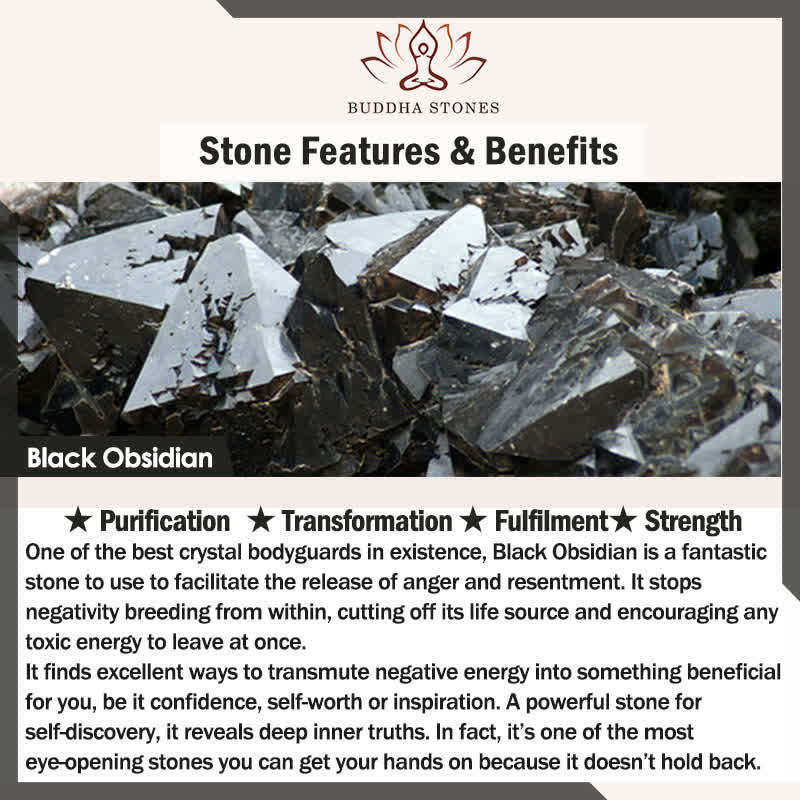 Collana con ciondolo di purificazione del Sutra del cuore in ossidiana nera naturale Buddha Stones