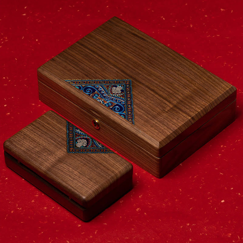 Scatola portagioie in legno di noce nero fatta a mano, vintage, scatola regalo in legno