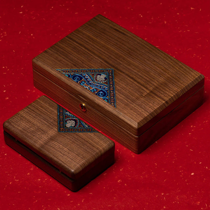 Scatola portagioie in legno di noce nero fatta a mano, vintage, scatola regalo in legno