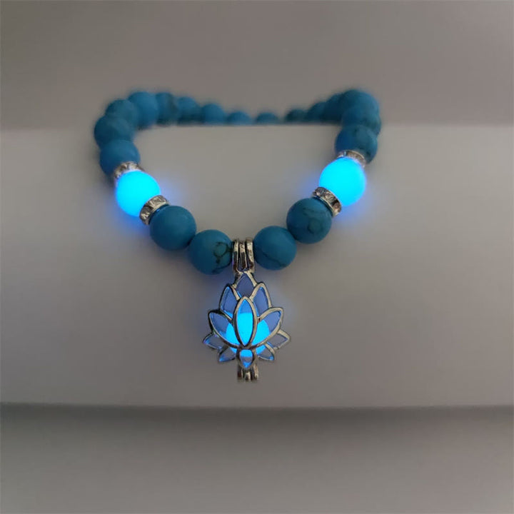 Braccialetto di protezione con perline luminose in pietra luminosa turchese tibetano Buddha Stones