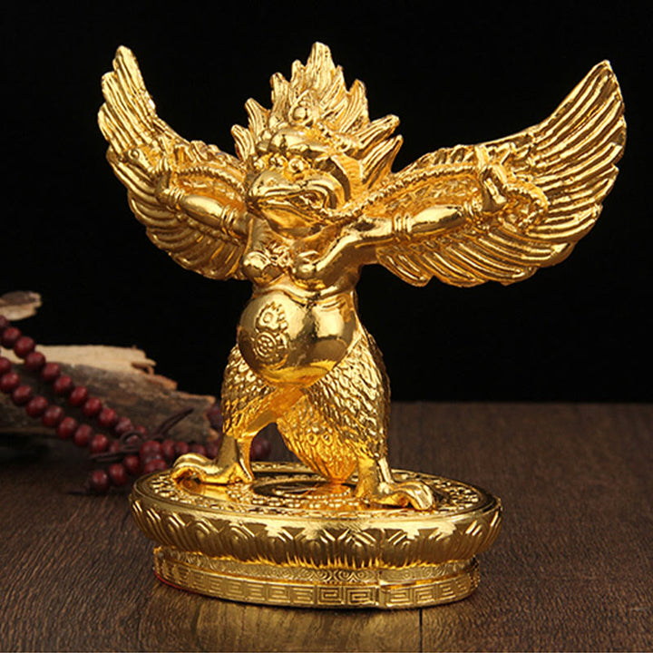 Decorazione per la casa in lega di protezione per uccelli Garuda in oro tibetano