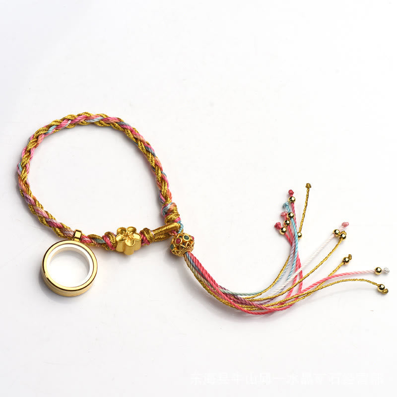 Braccialetto intrecciato a doppio giro con corda colorata fatta a mano in pietre Buddha Stones tibetane