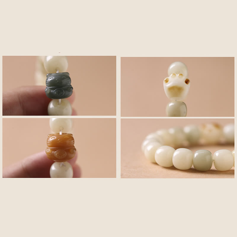 Braccialetto della pace con zampa di gatto, seme di Bodhi, pietre di Buddha Stones e gatto fortunato - image 11