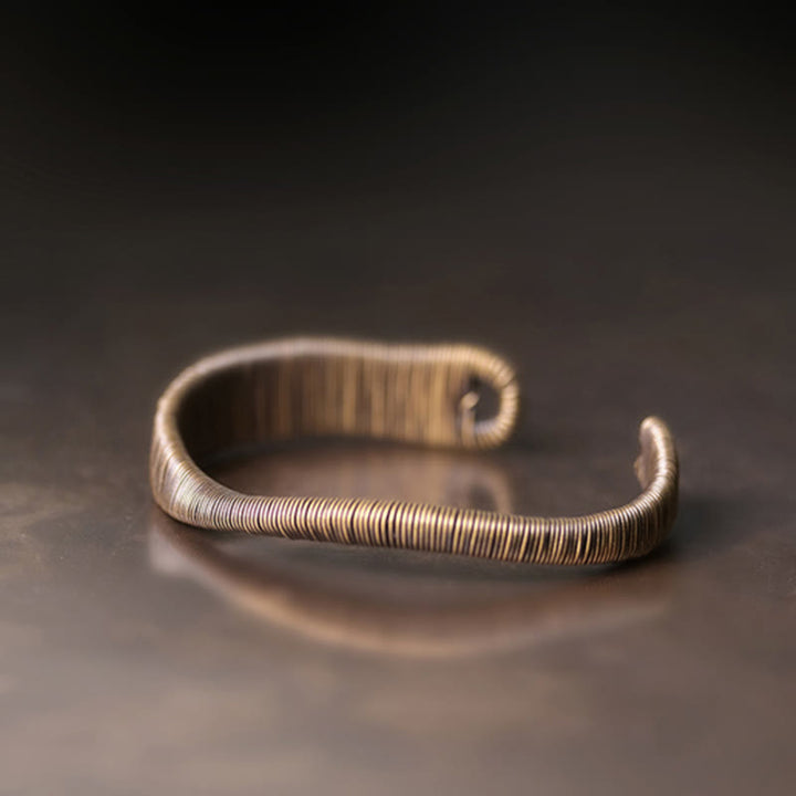 Bracciale regolabile con polsino in ottone e rame, con design semplice, per fortuna e ricchezza, Buddha Stones - image 1