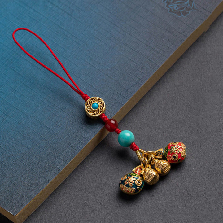 Buddha Stones Oro Ingoiare Bestia Famiglia Fortuna Portachiavi Auto Telefono Appeso Decorazione