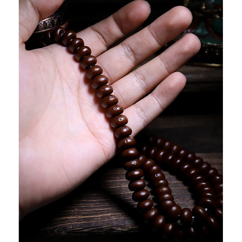 Buddha Stones Tibet naturale 108 Mala Beads Viola Bodhi Seed Three-eyed Dzi Bead Rame Dorje Harmony Bracciale