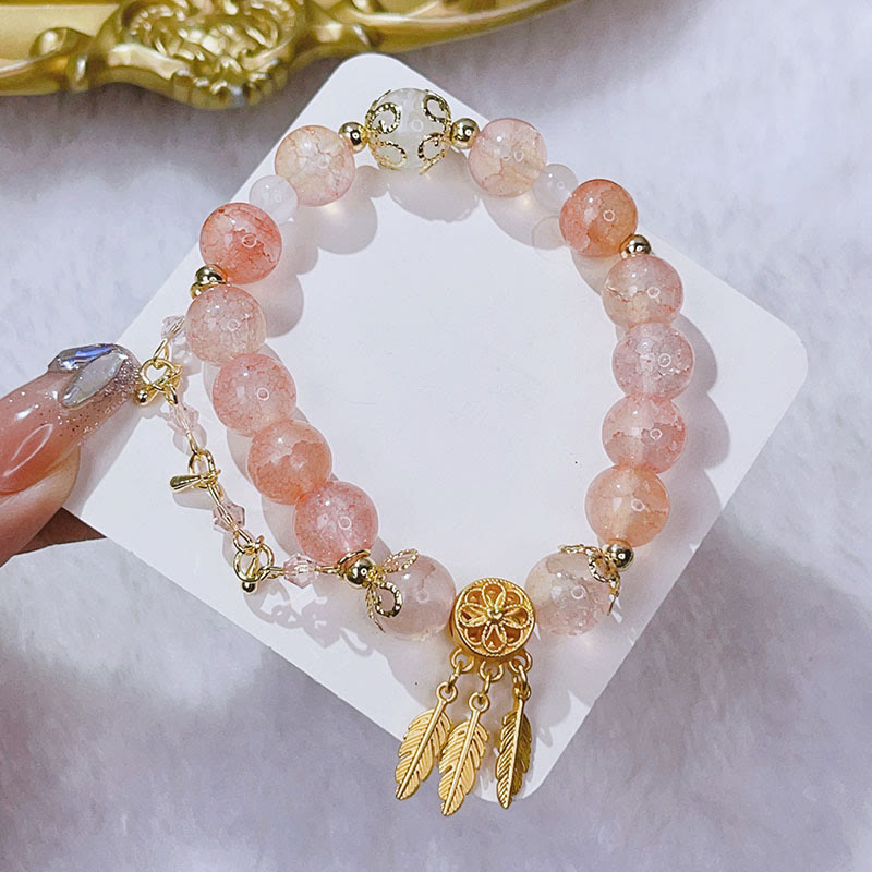 Braccialetto con ciondolo di protezione acchiappasogni in perline di vetro Buddha Stones