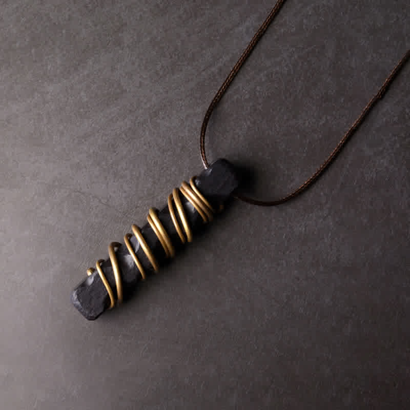 Collana con ciondolo a forma di bilancia, pace e Buddha Stones, Tibet, ebano, ottone. - Legno d'ebano (Equilibrio ♥ Calma) - image 1
