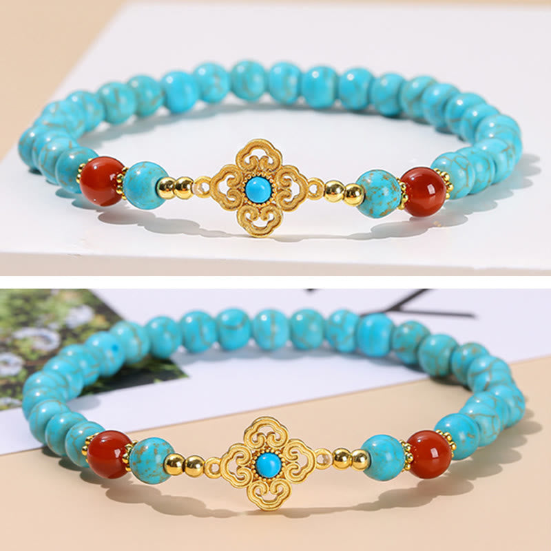 Braccialetto di protezione dell'equilibrio con perline turchesi Buddha Stones