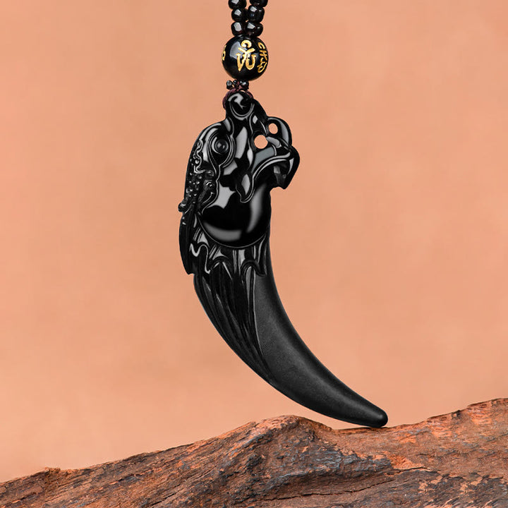 Collana con ciondolo di protezione con motivo a dente di drago dello zodiaco cinese in giada nera naturale Buddha Stones - image 6