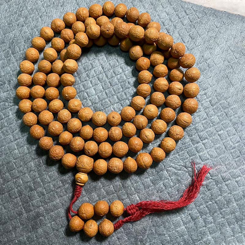 Buddha Stones 108 Mala Beads Nepal Bodhi Seed Fortuna Ricchezza Braccialetto con Nappa - 13 millimetri - image 0