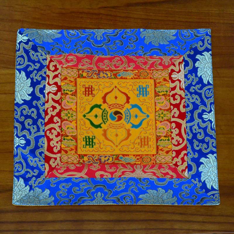 Tappetino per preghiera, meditazione, forza, nodo infinito, Vajra Man-Bcu, Kalachakra, simboli di buon auspicio