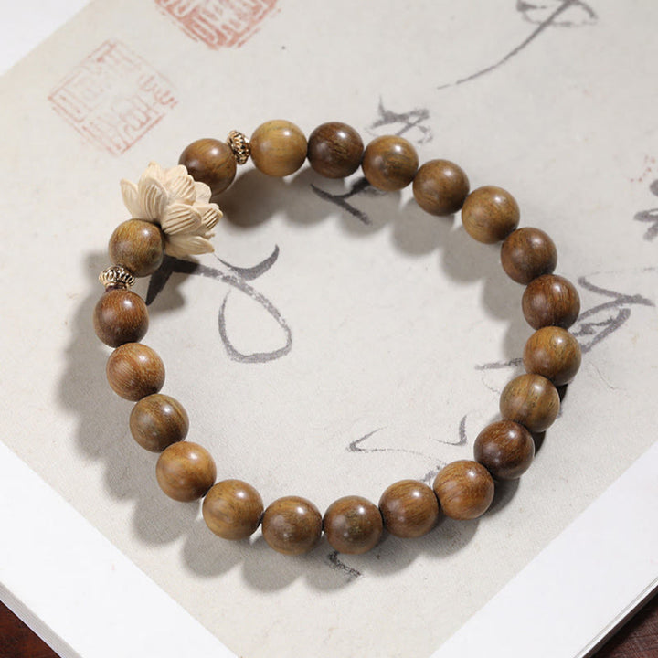 Braccialetto rilassante Buddha Stones Sandalo verde Bosso Loto