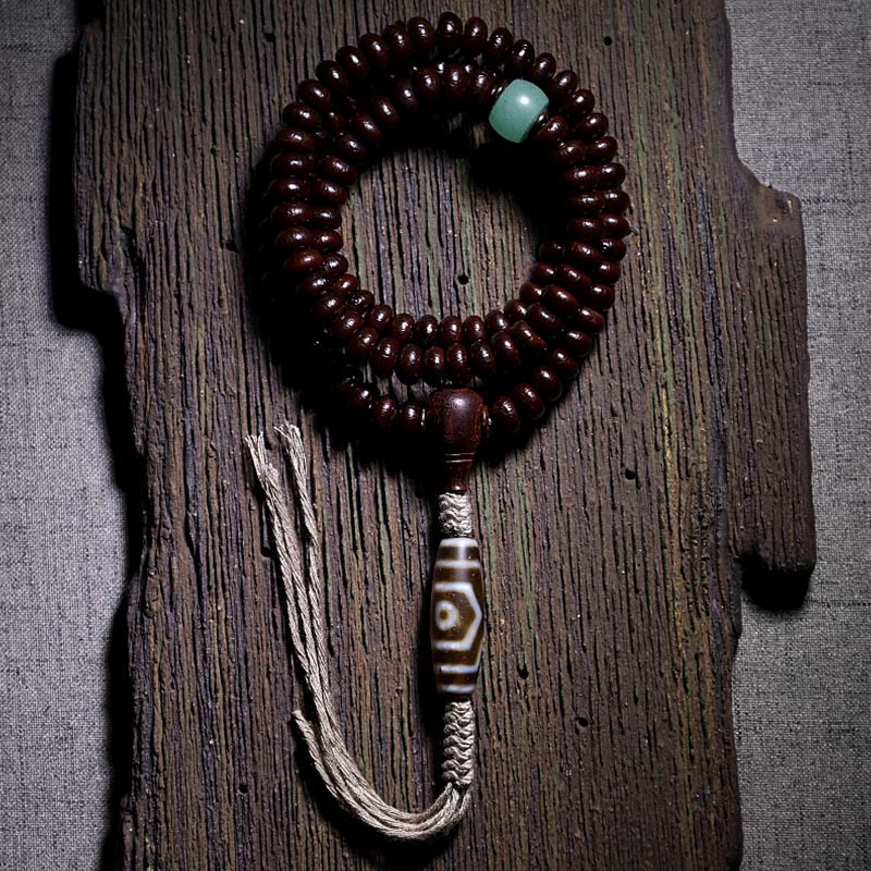 Buddha Stones Tibet naturale 108 Mala Beads Viola Bodhi Seed Three-eyed Dzi Bead Rame Dorje Harmony Bracciale