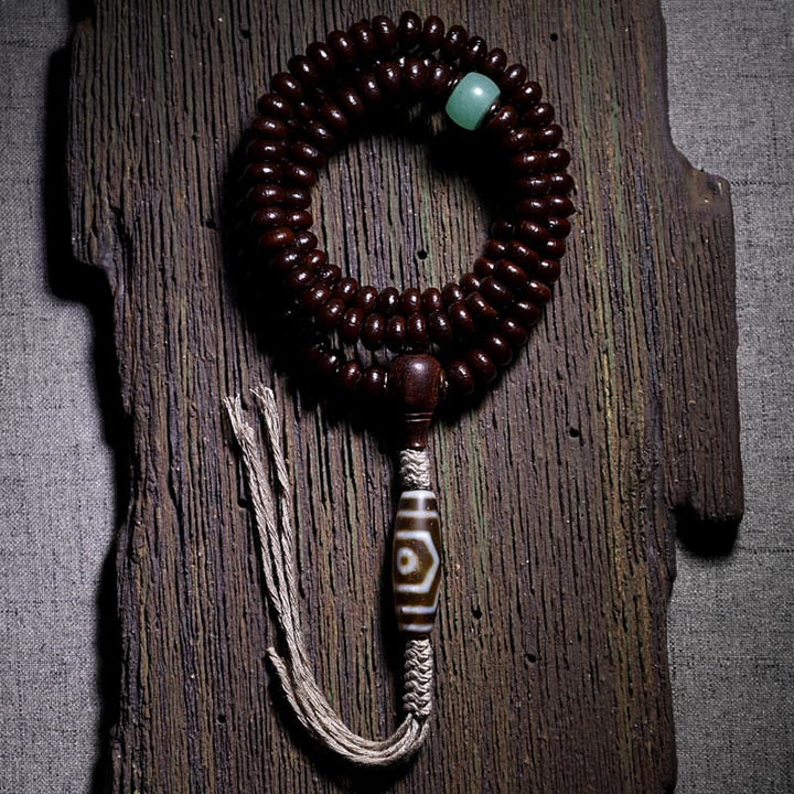 Buddha Stones Tibet naturale 108 Mala Beads Viola Bodhi Seed Three-eyed Dzi Bead Rame Dorje Harmony Bracciale