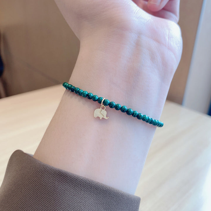 Braccialetto con ciondolo anti-ansia in malachite naturale con elefante Buddha Stones