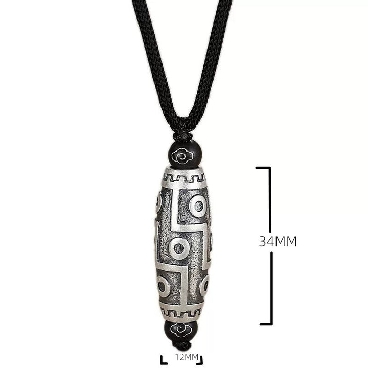 Buddha Stones Tibet Perline Dzi a nove occhi Modello Rame Nuvole di buon auspicio Collana con ciondolo di ricchezza