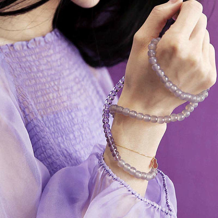 Braccialetto di guarigione con cristallo di ametista naturale e meditazione