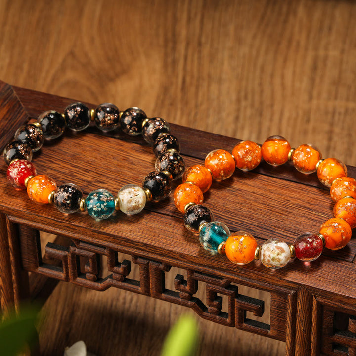 Braccialetto fluorescente con perline di vetro luminoso Liuli Buddha Stones
