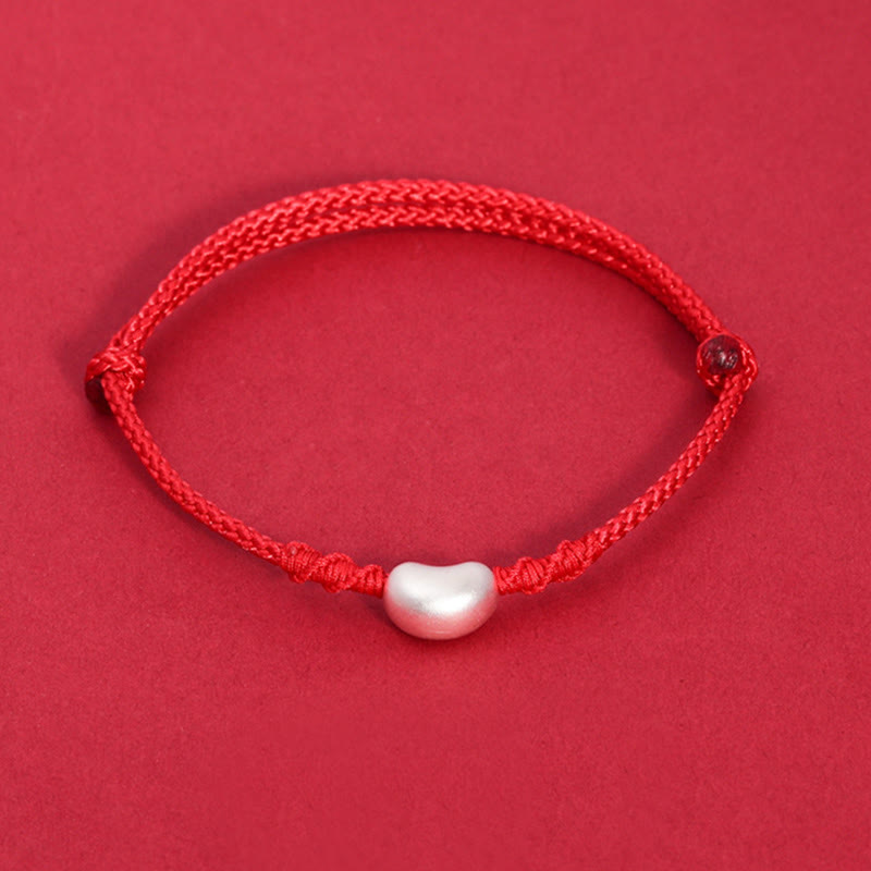 Bracciale intrecciato fatto a mano Buddha Stones 999 Sterling Silver Bean Design Luck Connection