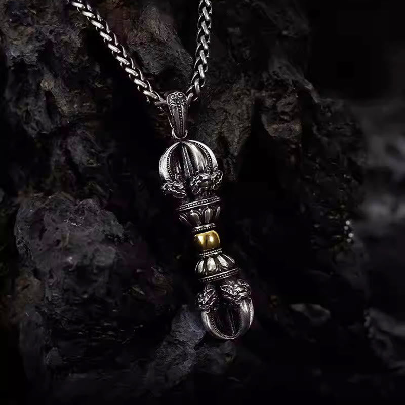 Collana con ciondolo Buddha Stones Tibetan Dorje Vajra Design Wealth