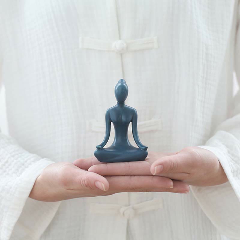 Astratto Yoga Meditazione Esercizio Ceramica Spirituale Figurina Scultura Decorazione - Blu - Meditazione - image 0