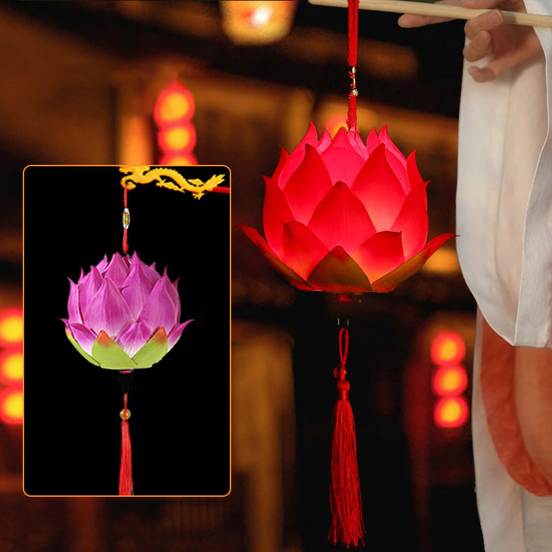 Decorazione lampada lanterna drago fiore di loto fai da Buddha Stones - Lanterna di loto viola (auto-assemblaggio) - image 25