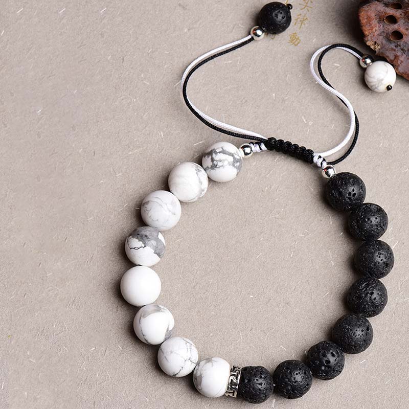 Braccialetto di protezione in pietra lavica Yin Yang Buddha Stones - image 5