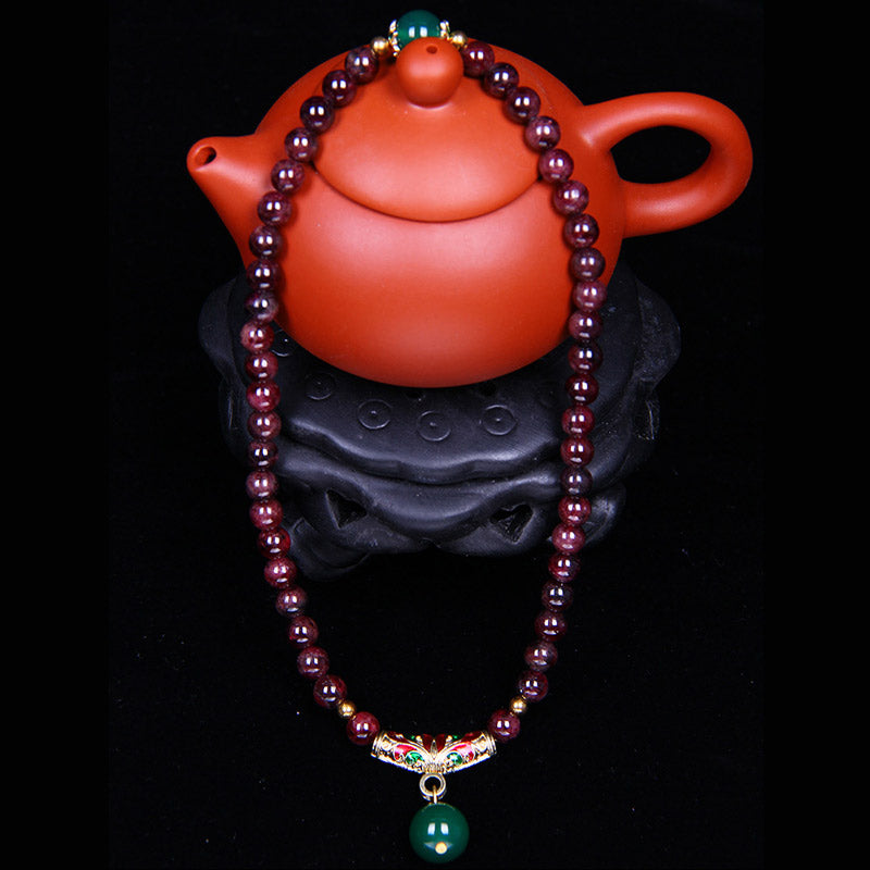Braccialetto di benedizione in granato naturale Buddha Stones