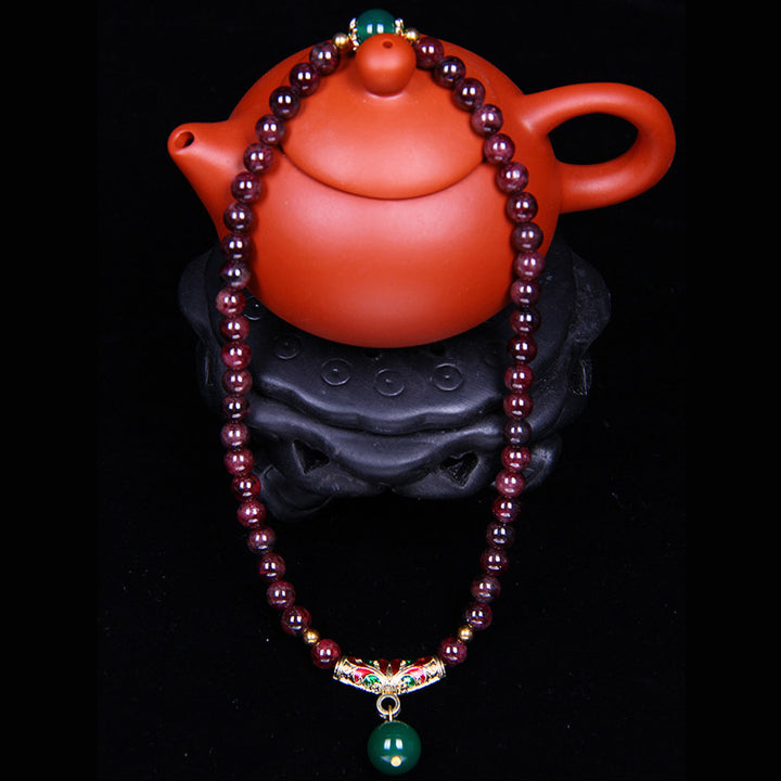 Braccialetto di benedizione in granato naturale Buddha Stones
