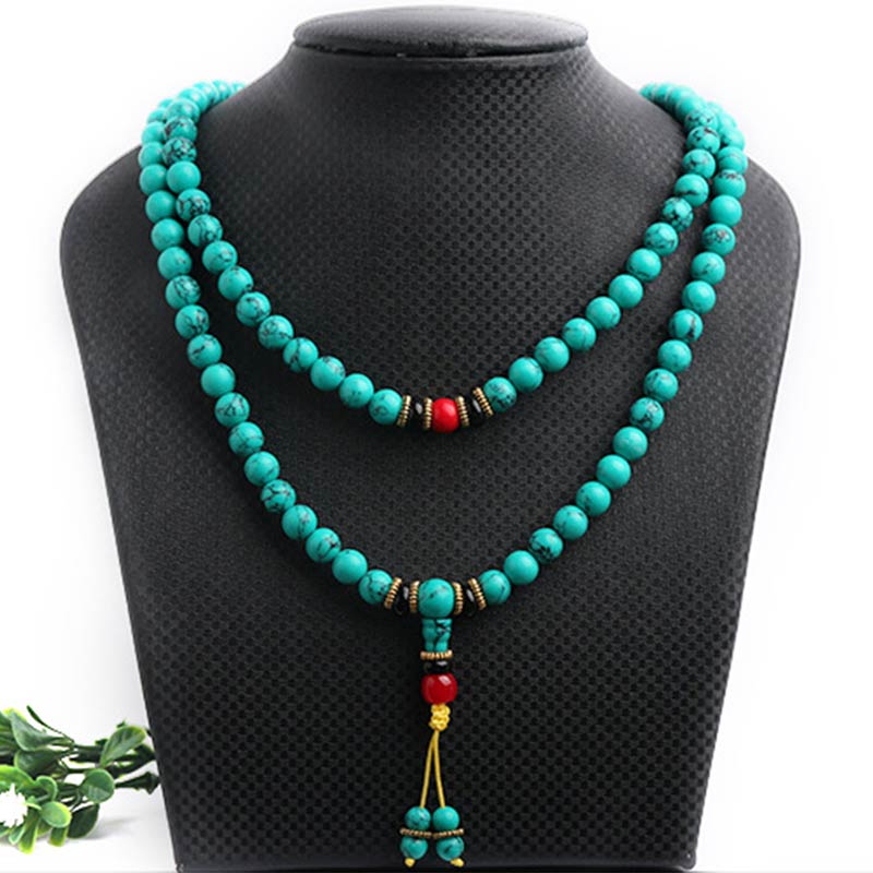 Bracciale Mala di guarigione in turchese tibetano Buddha Stones