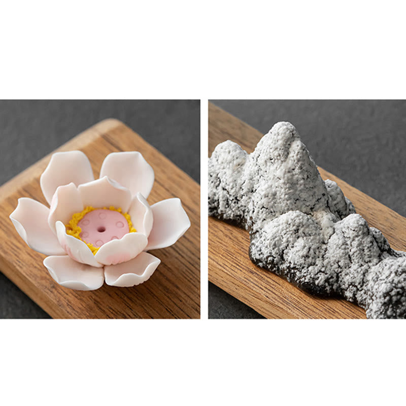 Buddha Stones Fiore di Loto Tathagata Kwan Yin Avalokitesvara Ksitigarbha Meditazione Bastoncino di Ceramica Bruciatore di Incenso Decorazione