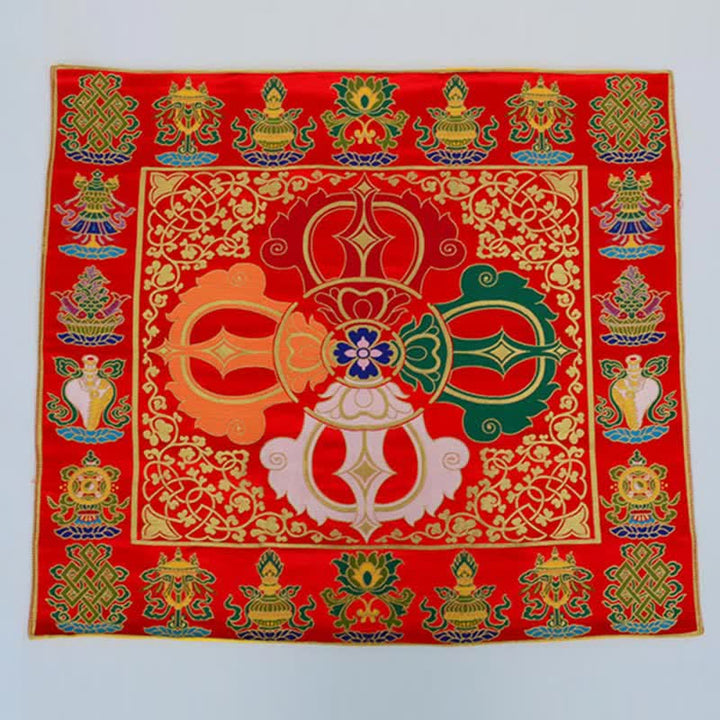 Tappetino da altare con preghiera a nodo infinito, meditazione curativa, 8 simboli di buon auspicio, runner da tavolo