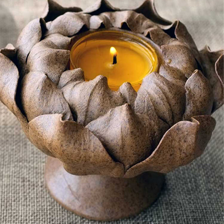 Portacandele in ceramica con fiore di Buddha Stones , bruciatore di incenso, decorazione per la casa
