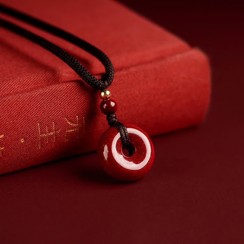 Collana con ciondolo con fibbia della pace , Buddha Stones, cinabro, benedizione e calma