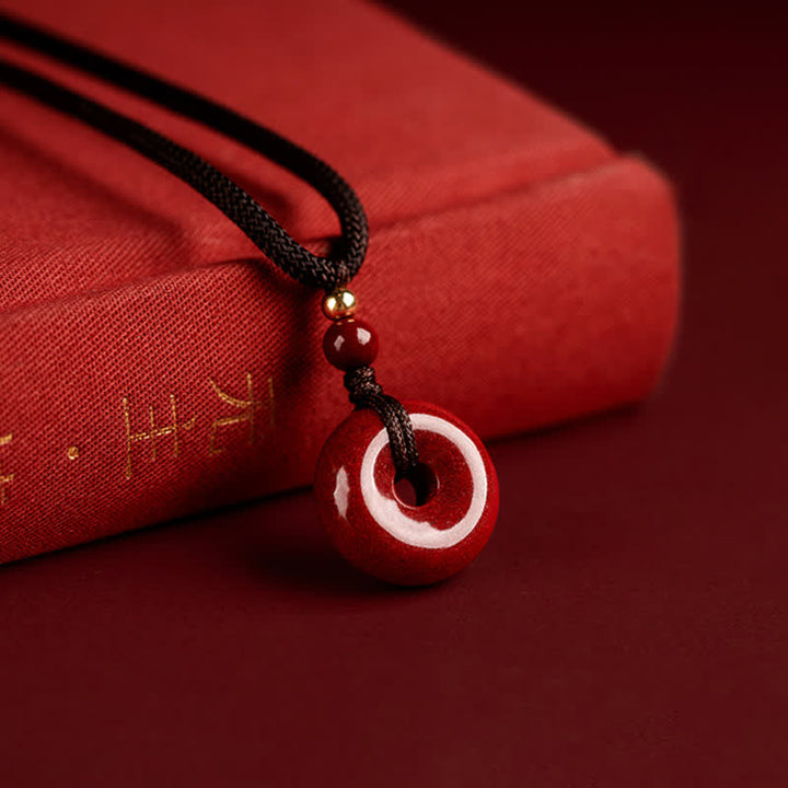 Collana con ciondolo con fibbia della pace , Buddha Stones, cinabro, benedizione e calma